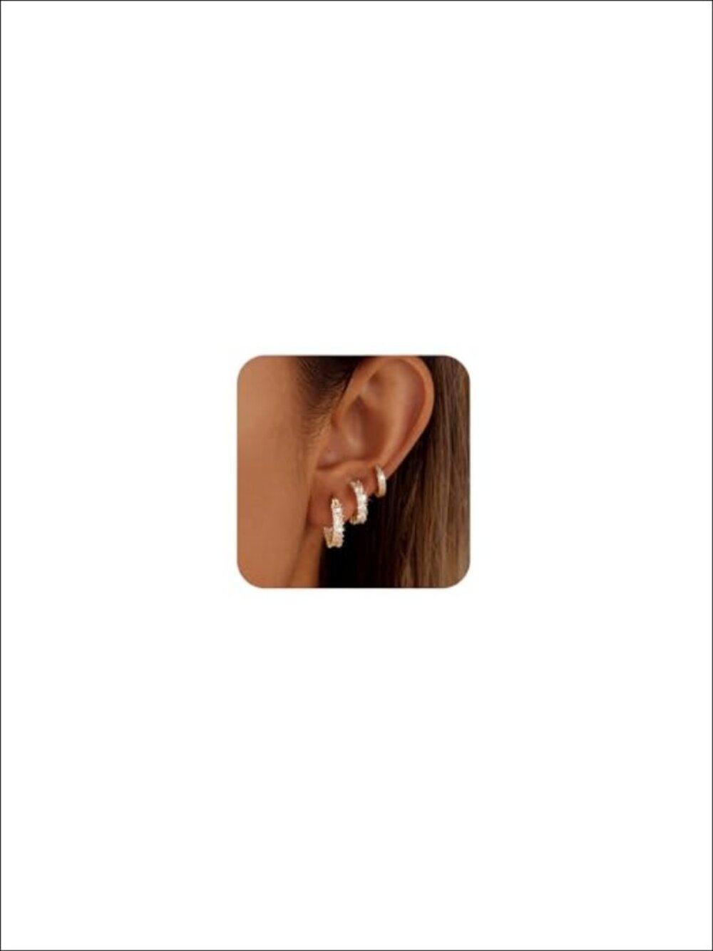 3 Pairs CZ Hoop Earrings Set Copper Hypoallergenic Women Jewelry